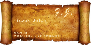 Ficzek Jolán névjegykártya